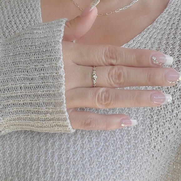 Claddagh Ring, Tiny Celtic Irish Claddagh Ring, Thin Ring, Sterling Silver Women - Picture 4 of 9